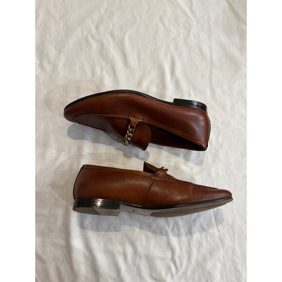 Aldo Leather Loafers Brown Gold Chain Accent Slip On Mens 8 EU 41 main image 4